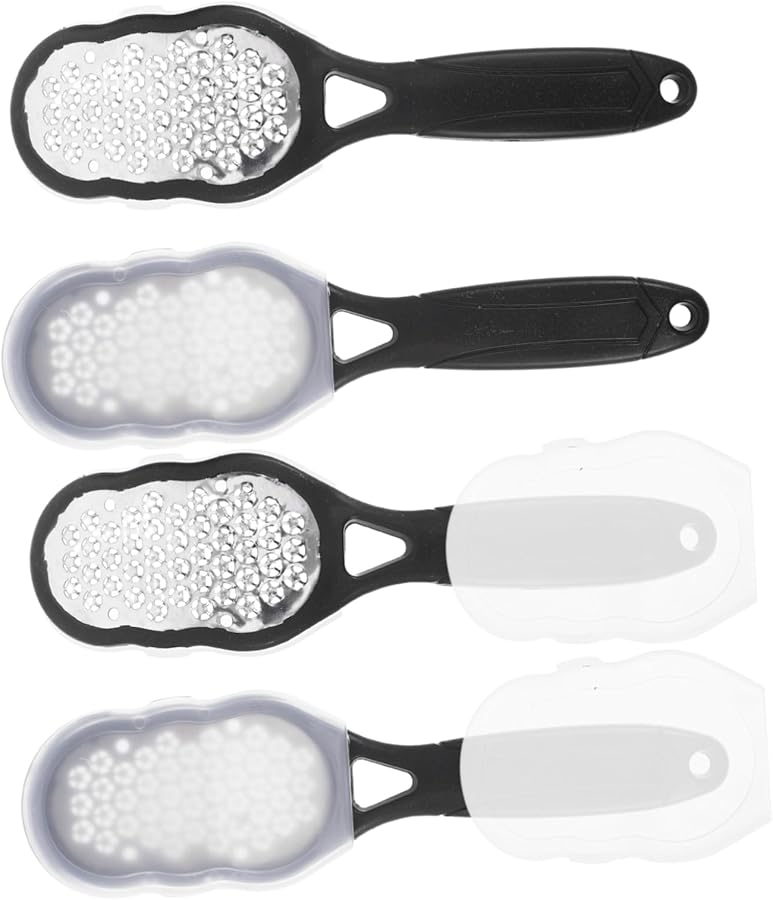 4Pcs Stainless Steel Foot Files Callus Remover with Protective Cover for Home Pedicure - Image 1